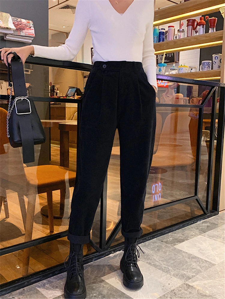 Женские вельветовые брюки Mozuleva повседневные до щиколотки с высокой талией в