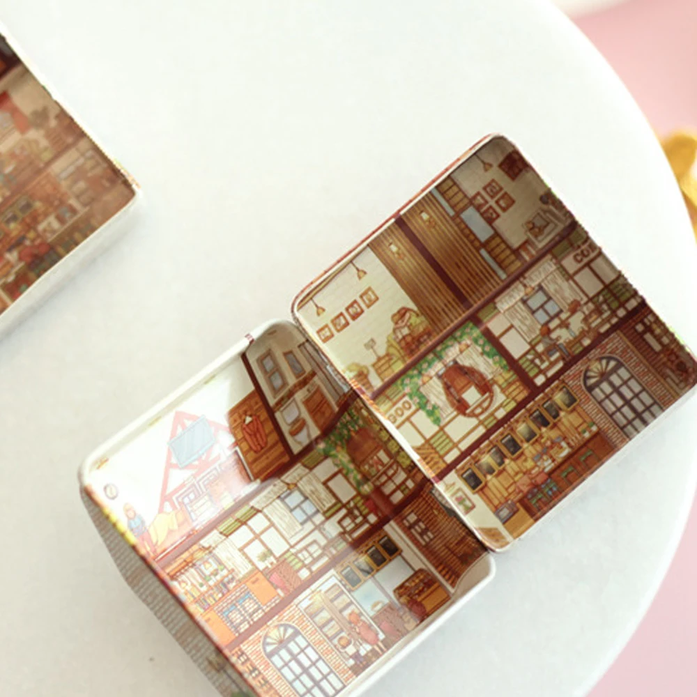 mini painting tin box locker storage desktop cosmetic storage home jewelry storage box kid gift metal container free global shipping