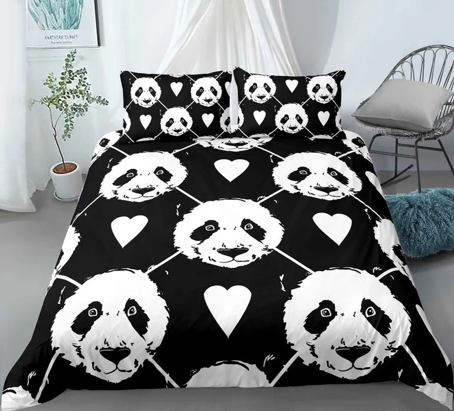 

2/3Pcs Bedding Set New Design 3D Panda Printing Bedclothes Decor Winter Comfortable Sets