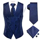 Привет-галстук темно-синий Пейсли шелковое платье жилет набор для мужчин Бургундский Золотой жаккардовый мужской костюм жилет мужской свадебный жилет формальная куртка