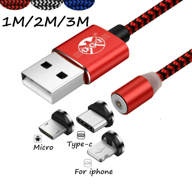 UGI 1 ~ 3 м 360 ° круглый IOS/Micro/type C Магнитный переходник для зарядки кабель быстрой