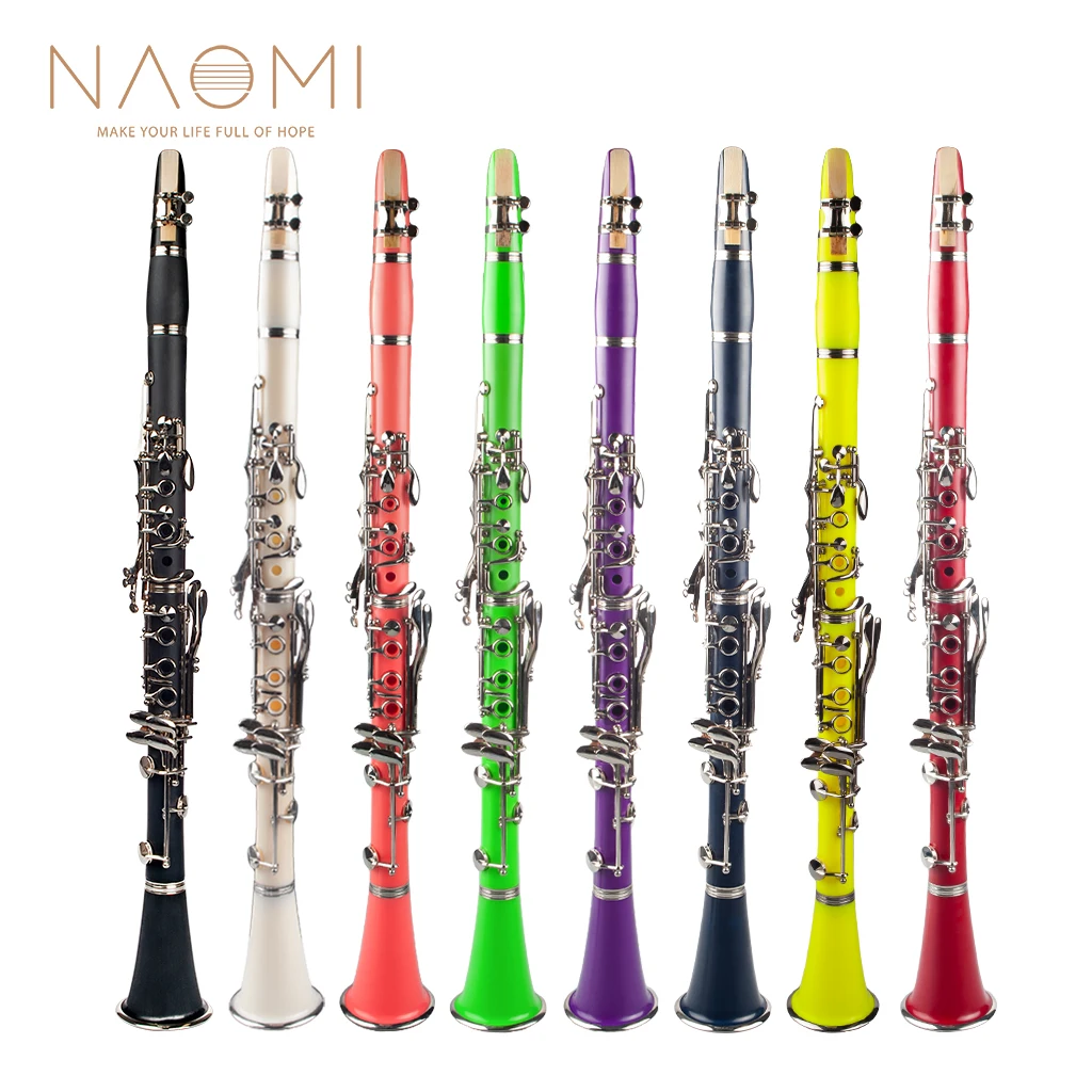 NAOMI Professional Clarinet Bb ABS B Flat Clarinet Set Eight Color Option Bb 2.0/2.5/3.0 Strength Clarinet Reeds Clarinet Stand