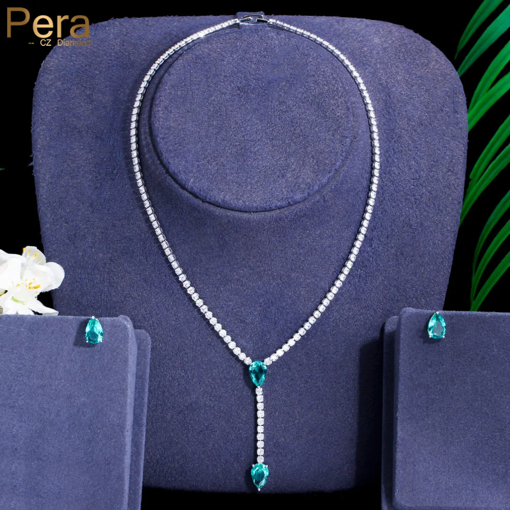 

Комплект из колье и серёг, с зеленым фианитом, J506