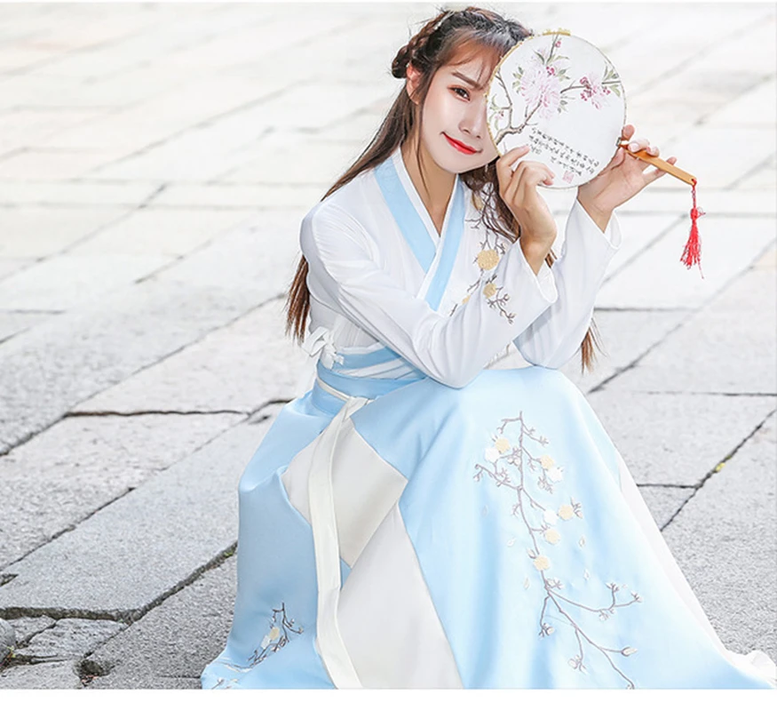 Китайский стиль Hanfu Женский костюм сливы платье феи юбка свежая и элегантная Huaqing