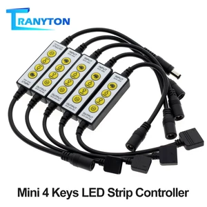 Mini 4 клавиши Светодиодные ленты контроллер Диммер DC5V-12V для одного Цветдвойная белаяЦветная (RGBRGBW  RGB + CCT Светодиодные ленты света