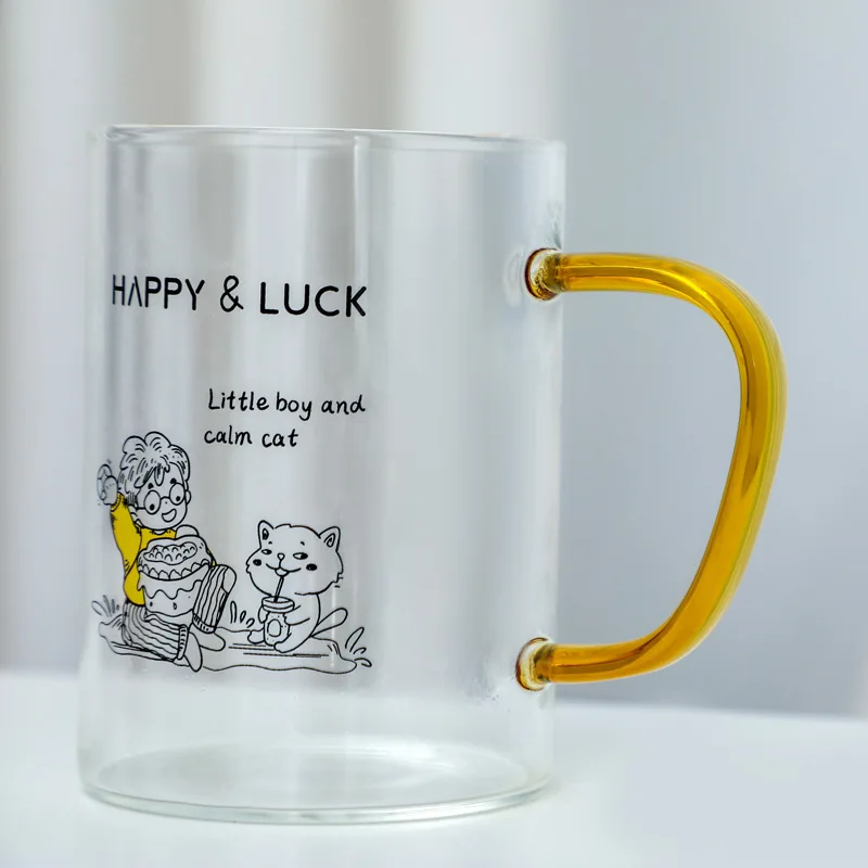 Мультяшная чашка для молока и кофе в стиле Ins с ручкой чашки сока чая завтрака