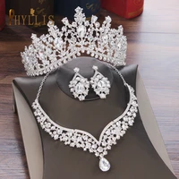 a46 wholesale wedding crown earring necklace set birthday party tiaras premium headwear princess rhinestone headpiece headdress