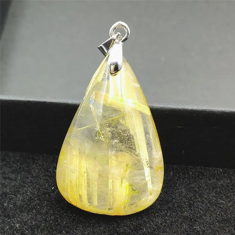 Золотая рутилированная кварцевая подвеска в виде капли воды из богатого камня