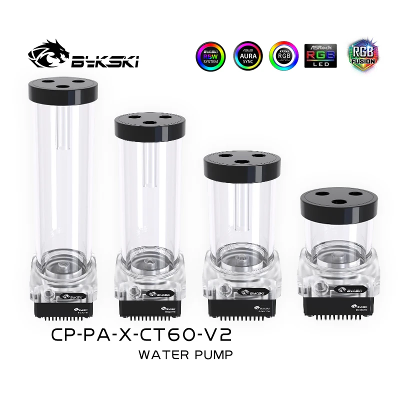 

Bykski Pump Reservoir Combo kit OD 60mm DDC Cylinder Water Tank 60/100/150/200mm 300L/H Max Head 3M PC cooling CP-PA-X-CT60-V2