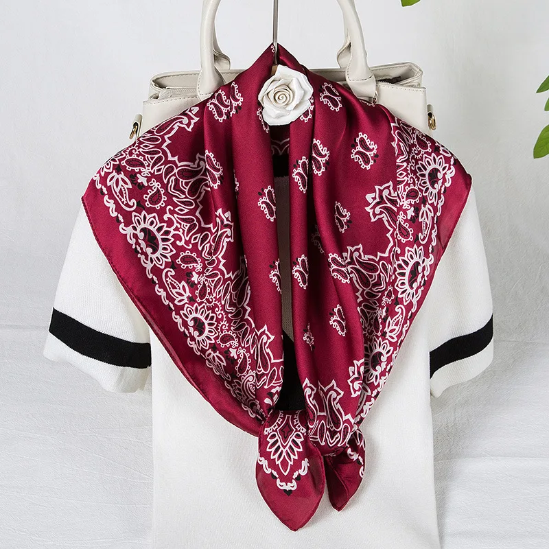 

Women Square Scarf Imitated Silk Scarves Cashew nuts Stewardess Hostess Ladies Office Neckerchief Foulard Bandana Size 70cm