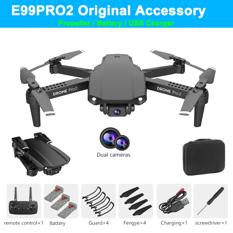 

E99 PRO2 E99PRO2 RC Drone Quadcopter Original Spare Parts 1800mAh Battery Propeller Props Protection Frame USB Charger Accessory