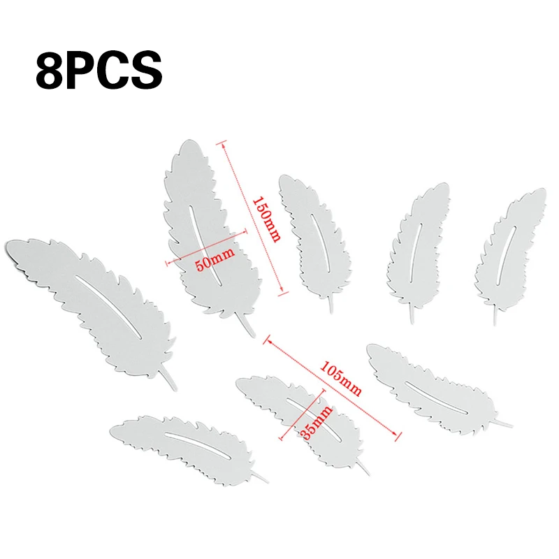 8 шт. 3D зеркало перо дизайн Настенная Наклейка золотой цвет творческий спальня
