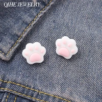 white paw enamel pin animal badge cute cartoon metal brooch hat backpack lapel schoolbag clothes gift for boys and girls friends