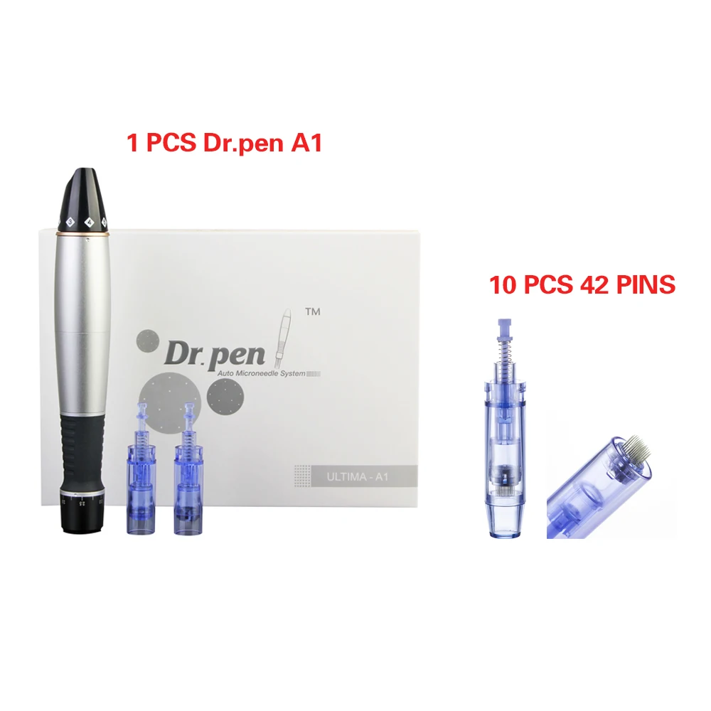 dr.pen 42 pins Dr. Pen Ultima A1 электрическая Дерма ручка с 10 микроиглами мезотерапия Автоматическая микро игольная ручка микроиглальная система мезо машина - Цвет: dr.pen 42 pins