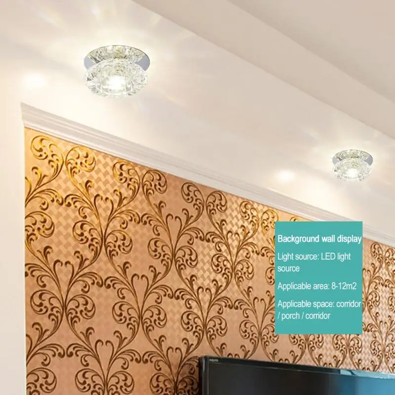 

3W Mirror Crystal Ceiling Lamp Lighting Down Mordern LED Ceiling Light Living Room Crystal Light for Bedroom Aisle Corridor