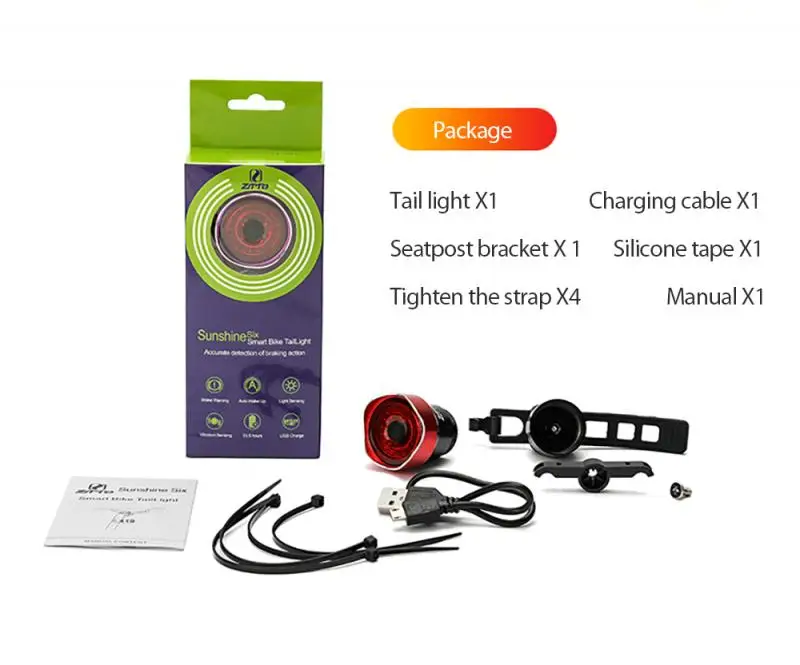 

Bicycle Tail Light Smart Tail Light Mountain Bike Induction Light Night Riding Road Bike Usb Charging Cycling Bicycle Accessorie
