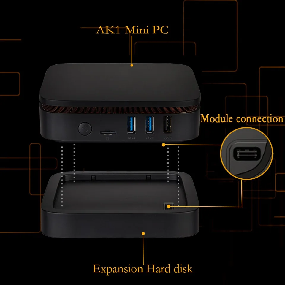 WooYi AK1 WIN10 мини ПК Intel Celeron J3455 4G или 6GB ram 64GB rom BT4.0 USB 3,0 2,4+ 5,8G Wifi dual 4K HDMI Windows 10 NUC