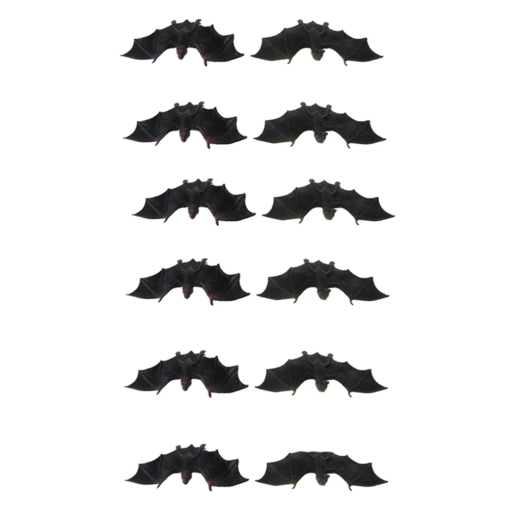 

Black Plastic Bats Toys Realistic Animal Action Figure Collection Set of 12