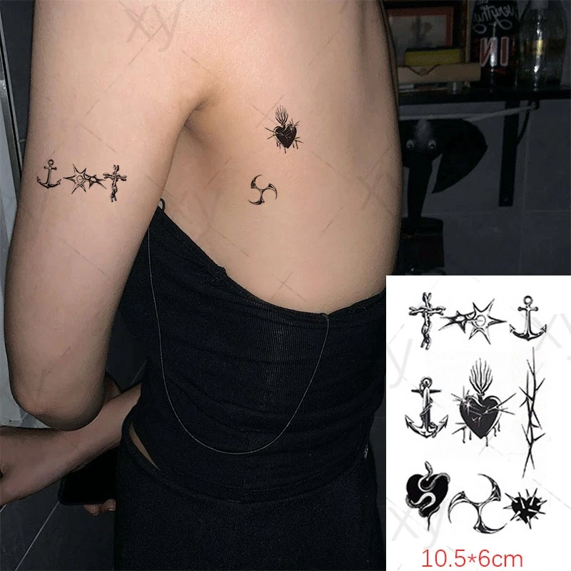 Waterproof Temporary Tattoo Stickers Spider Candle Moon Cross Children Black Body Art Fake Tattoos for Men Women |