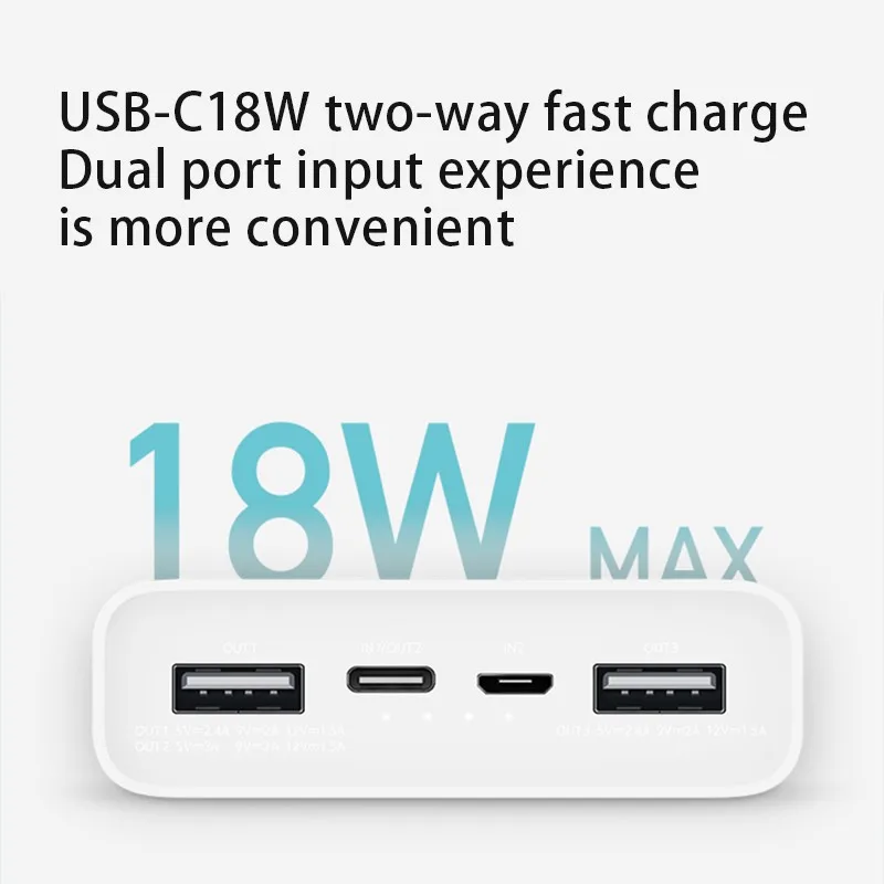 Xiao mi power Bank 20000 мАч 2C Оригинальное портативное зарядное устройство с поддержкой QC3.0 Dual USB mi внешний аккумулятор 20000 для мобильных телефонов