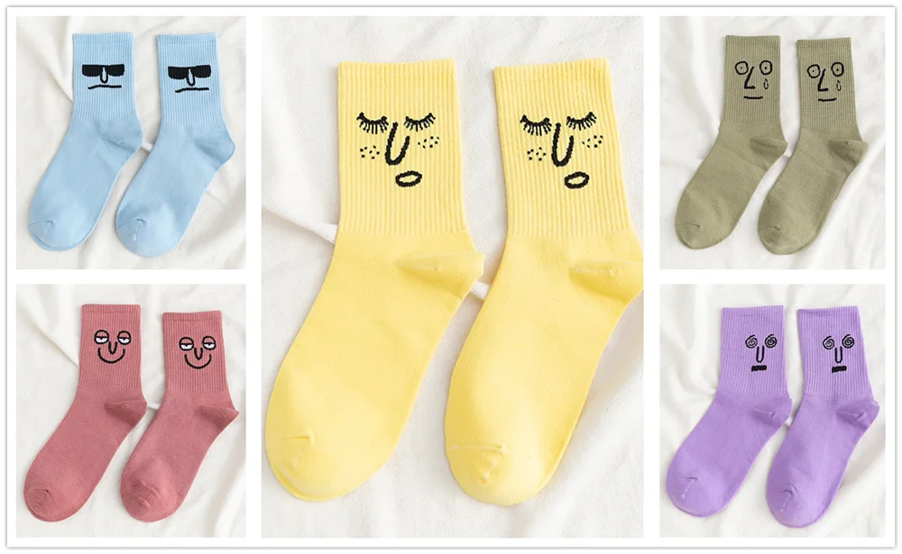 5 pairs 5 пар/упак. унисекс сюрприз Средние мужские носки Harajuku ColorfulWinter смешные мужские носки 100 Хлопок Kawaii Размер 35-42 - Цвет: 5 pairs