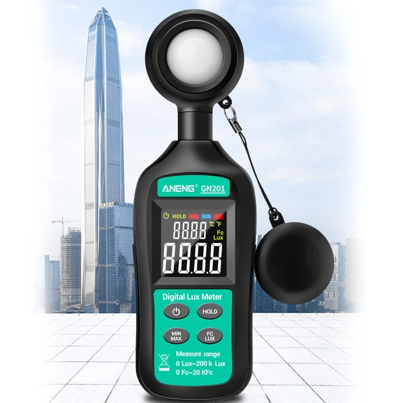 Цифровой портативный Luxmeter Light Meter 200K Lux Photometer illuminmeter UV Radiometer GN201 |