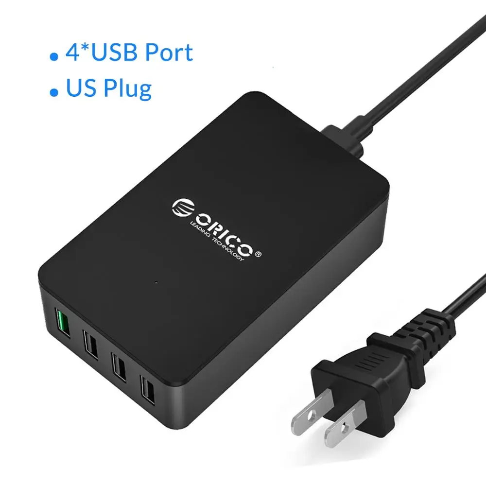 ORICO QSE-4U 4 порта QC2.0 для Qualcomm сертифицированная Быстрая зарядка 2,0 быстрая, USB зарядное устройство для samsung Xiaomi huawei LG htc - Тип штекера: 4 Port US Plug