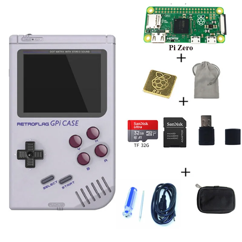 Kit 6 Чехол Retroflag GPi для Raspberry Pi Zero/Zero W GPi с 32 Гб sd-картой, черная сумка, автомобильный ридер - Цвет: Kit 6