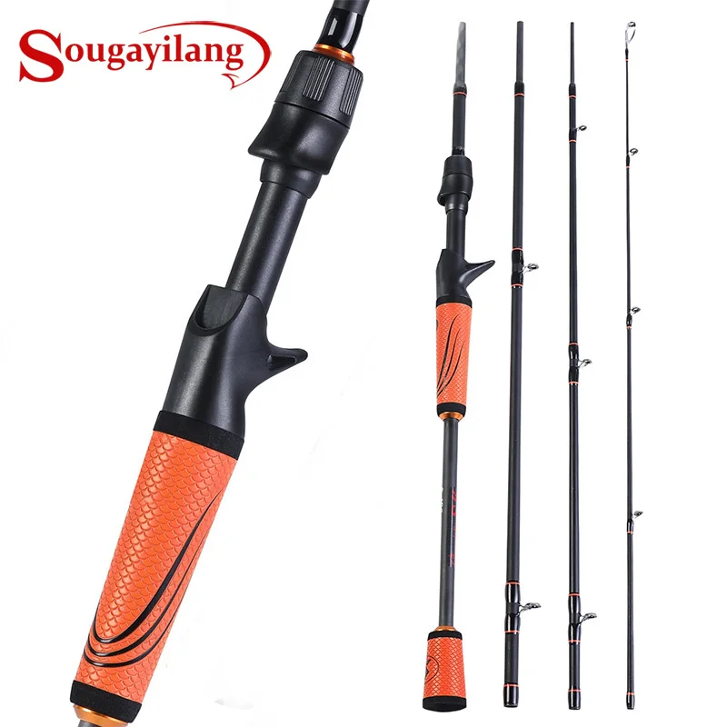 

Удочка рыболовная Sougayilang, 4 секции, 1,8-2,4 м, из углеродного волокна, с резиновой ручкой, портативное спиннинговое/кастинговое удилище для ловл...