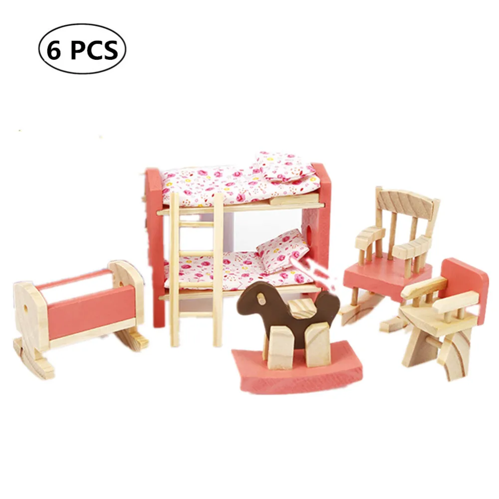 

Wooden House Furniture Miniature Kids Room Bedroom Set Kids