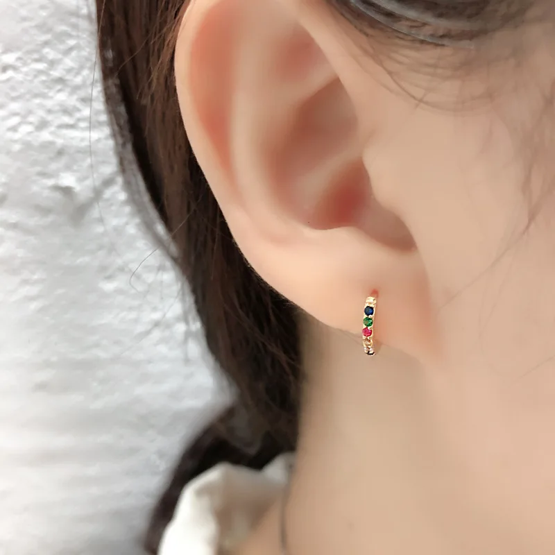 

Small Earring Real 925 Sterling Silver Round Simple Hoop Earring For Women Crystal Zircon Fine Jewelry Wholesale More Discounts