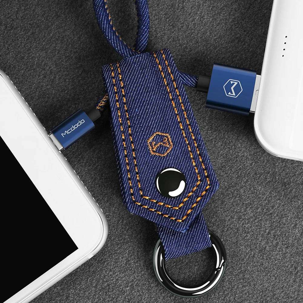 Кабель Mcdodo USB Type C для быстрой зарядки QC3.0 джинсовый тканевый ключ 15 см Samsung S10 Xiaomi