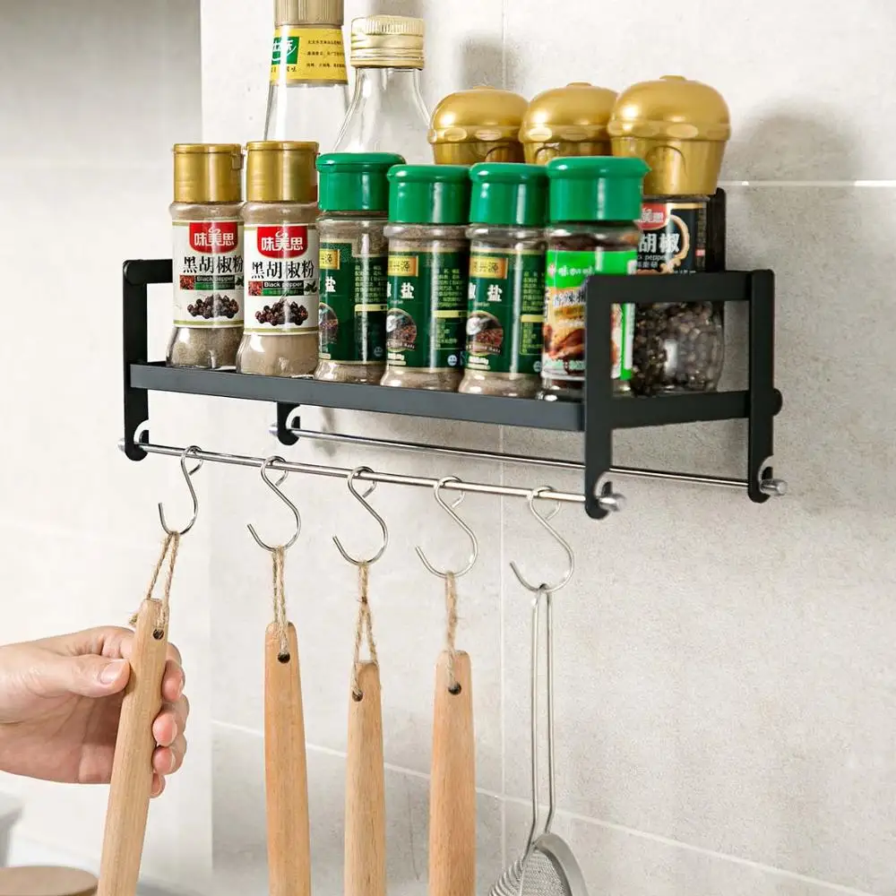 Кованая Железная ванная настенная вешалка для кухни Бесплатная Пробивка приправ
