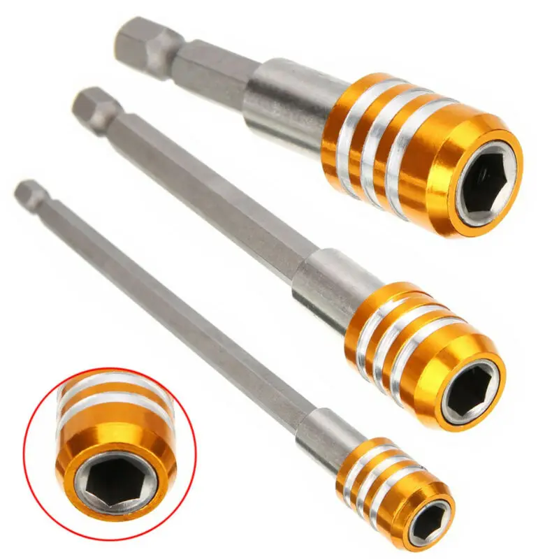 

3x Stainless Steel Dirll Bit Socket Holder 3Slot Extension Adapter 60-100-150mm