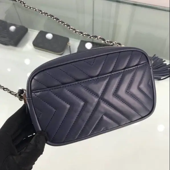 

Branded Women's Shoulder Bags 2020 leather Quality Thick Metal Chain Shoulder Purses bolsos Handbag Women Bags Ladies stripe Bag