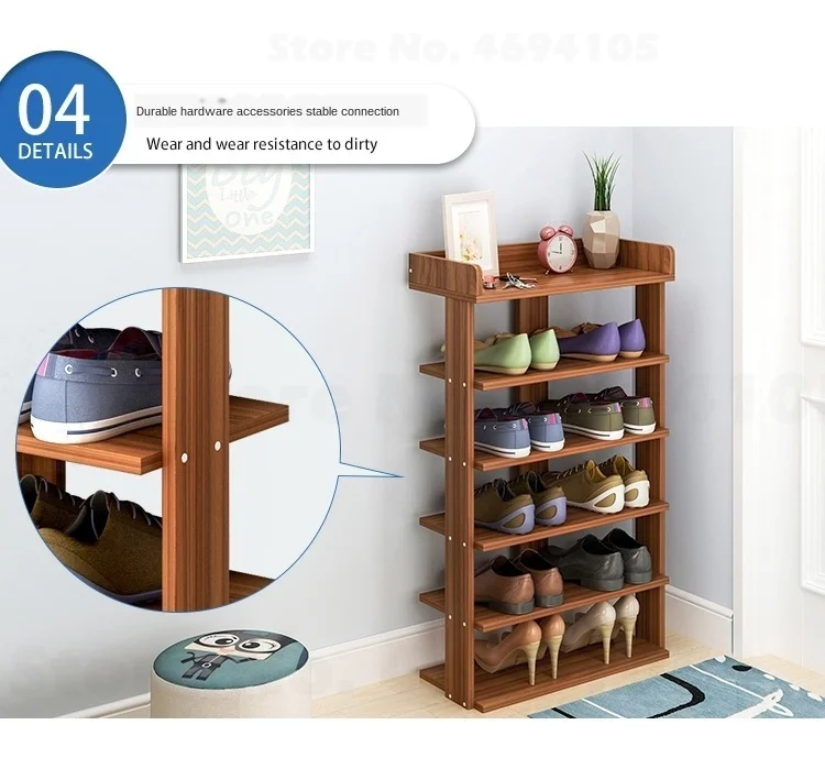Деревянная полка для обуви легкая сборка стеллаж хранения модный шкаф стойка