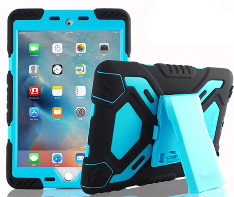 Чехол PePkoo для iPad 9,7,,, силиконовый чехол из поликарбоната, детский чехол для планшета с поворотом на 360, противоударный боковой Вертикальный чехол-подставка A1893 A1822 - Цвет: BlackBlue