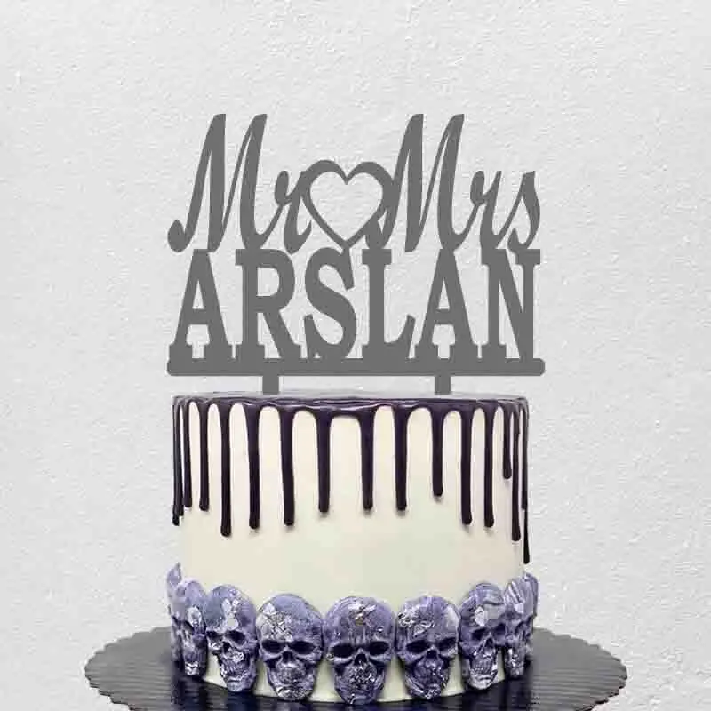 

Персонализированный Топпер для свадебного торта с именем Мистер миссис, украшение для торта для свадебной вечеринки