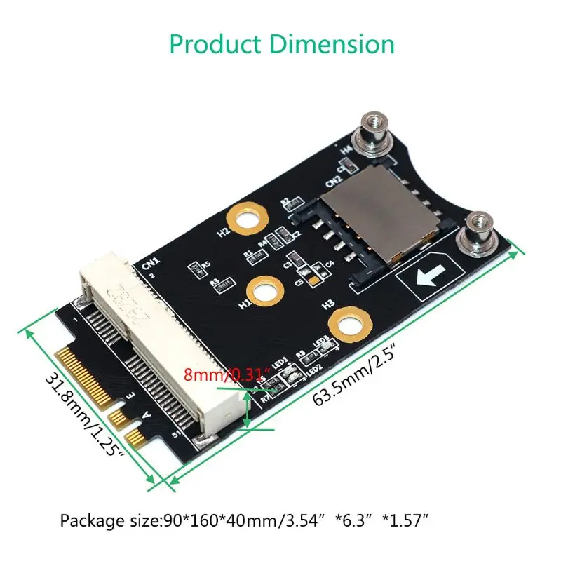 Mini PCI E к M.2 (NGFF) ключ A/E адаптер с слотом для sim карты WiFi WWAN LTE модуль 3G/4G чистая работа