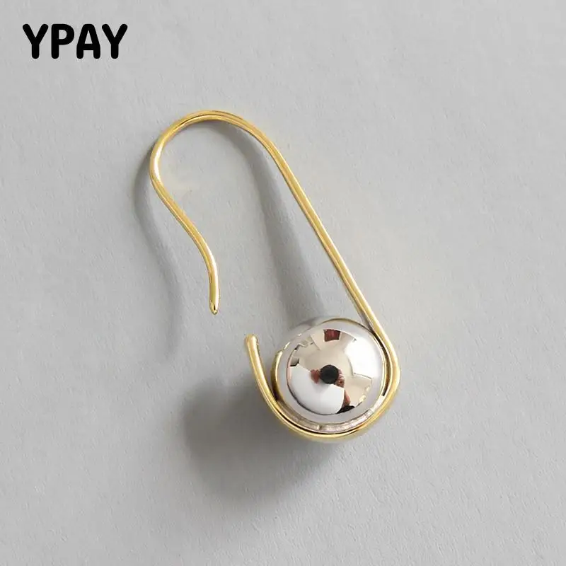 

Женские U-образные серьги-подвески YPAY, корейские простые висячие серьги с крючком и золотым покрытием, ювелирные изделия из настоящего сере...