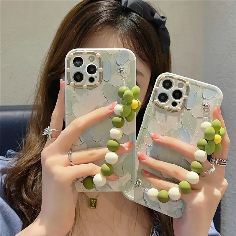 

Luxury Colorful Bracelet Phone Case for iPhone 12 11 Pro 11Pro Xs Max X Xr 7 8 Plus Watercolor Camera Protection Silicone Cover