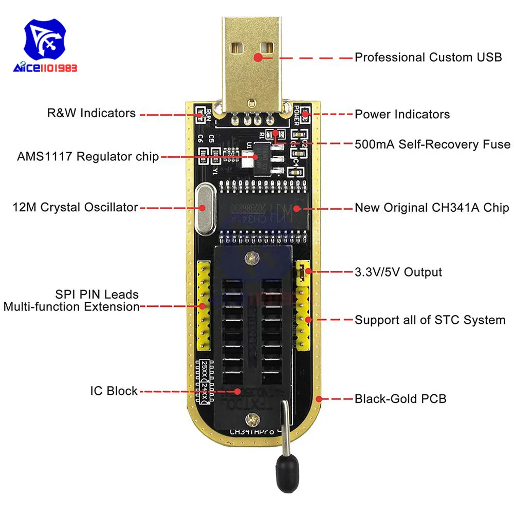 SOIC8 SOP8 IC тестовый зажим для EEPROM 93CXX/25CXX/24CXX с CH341A 24 25 серии EEPROM Flash биос USB программист модуль