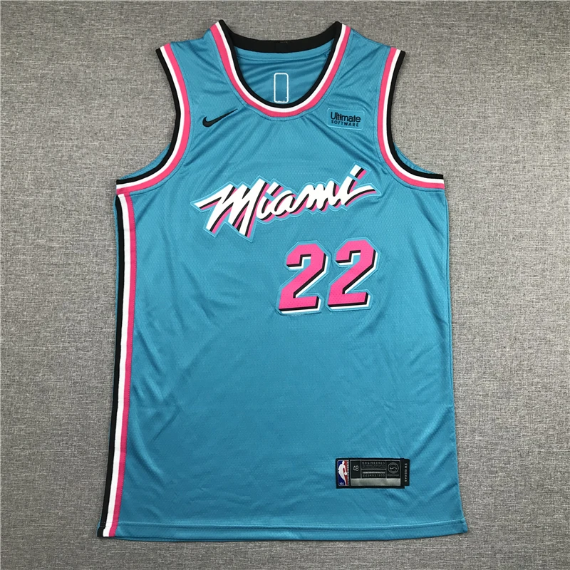

NBA degli uomini di Miami Heat #22 Butler Basket Maglie Abiti Cielo Blu