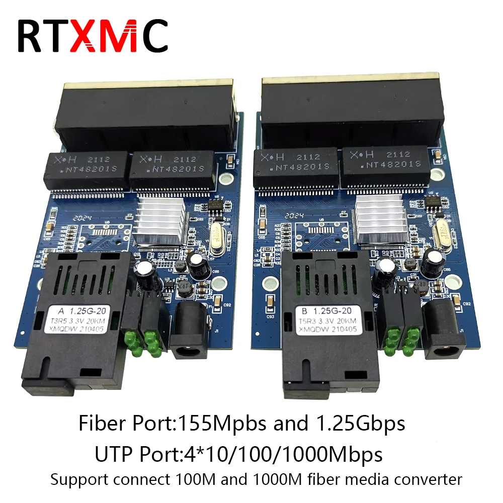 5 12 В вход 1G4E 1 25G волоконный порт и 4*10/100/1000M гигабитный коммутатор Ethernet 4 порта