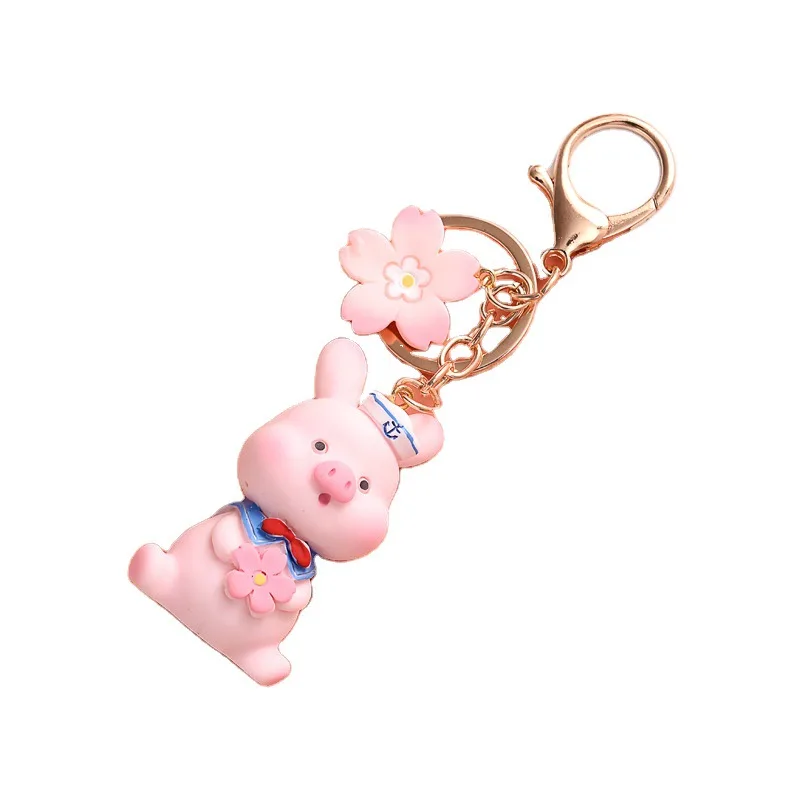 

Cartoon Resin Section Geometry Pig Animal Key Ring Pendant Car Bag Accessories Gift Fashion Jewelry Key Chains