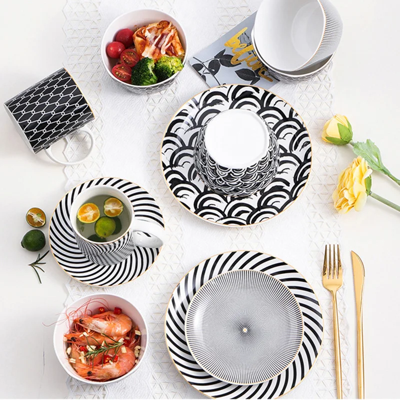 Посуда IWELAI из Пномпеня Геометрическая посуда 6/8/10 дюймов керамическая тарелка