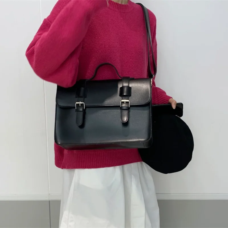 

Retro Women Messenger Bags PU Leather Shoulder Bag Female Black Casual Daily Crossbody Bags Satchel Designer Messenger Handbags