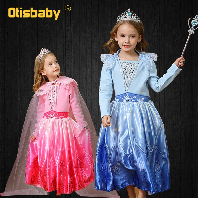2020 платье для Хэллоуина Эльза 2 розово-голубое девочек детвечерние праздничный