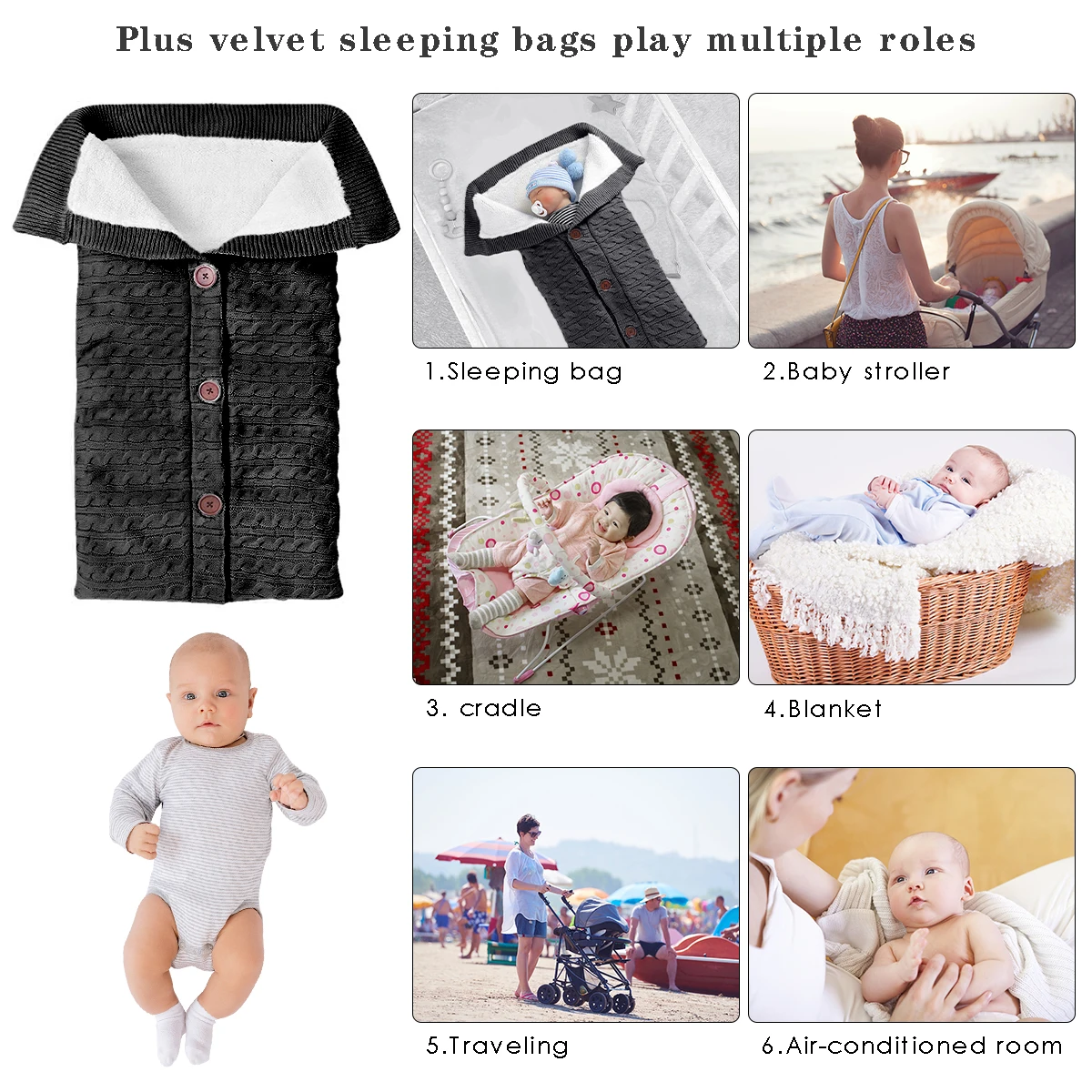 Зимние теплые детские одеяла вязаный крючком свитер с пуговицами толстый теплый