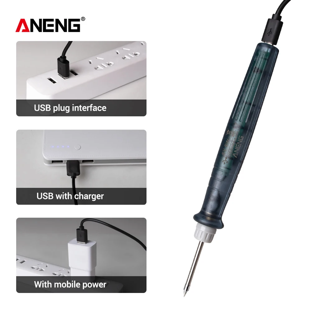 LT002 USB Adjustable Temperature Electric Soldering Iron 8W Welding Solder Rework Station Heat Pencil Repair DIY Hand Tools | Инструменты